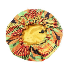 Load image into Gallery viewer, Kids Adjustable African Print Ankara Satin Bonnet Sleep Cap Turban Hat Night Sleep Beanie Chemo Cap