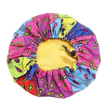 Load image into Gallery viewer, Kids Adjustable African Print Ankara Satin Bonnet Sleep Cap Turban Hat Night Sleep Beanie Chemo Cap