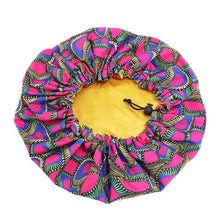 Load image into Gallery viewer, Kids Adjustable African Print Ankara Satin Bonnet Sleep Cap Turban Hat Night Sleep Beanie Chemo Cap