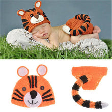 Load image into Gallery viewer, Baby Cap Deer Design Handmade Crochet Deer Costume Set Knitted Hats and Pants Newborn Photography Props Photo Shoot Caps Hats