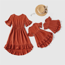 Load image into Gallery viewer, Mother daughter dresses Family matching Clothes Women Kids Girl Cotton and linen Dress mommy and me clothes Baby girls dress