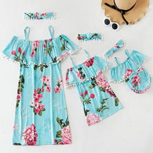 Load image into Gallery viewer, Mother daughter dresses Family matching Clothes Women Kids Girl Cotton and linen Dress mommy and me clothes Baby girls dress