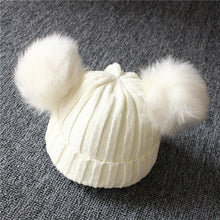 Load image into Gallery viewer, Children Winter Infant Newborn Kids Baby Wool Knitted Hat Cap Beanie With Two Double Pom Pom Beanie For Cute Boys Girl 1-3Years