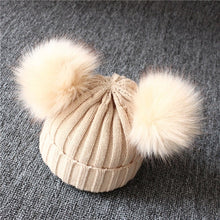 Load image into Gallery viewer, Children Winter Infant Newborn Kids Baby Wool Knitted Hat Cap Beanie With Two Double Pom Pom Beanie For Cute Boys Girl 1-3Years