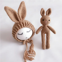 Load image into Gallery viewer, Baby Cap Deer Design Handmade Crochet Deer Costume Set Knitted Hats and Pants Newborn Photography Props Photo Shoot Caps Hats
