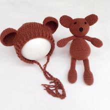 Load image into Gallery viewer, Baby Cap Deer Design Handmade Crochet Deer Costume Set Knitted Hats and Pants Newborn Photography Props Photo Shoot Caps Hats
