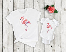 Load image into Gallery viewer, Mommy and me summer outfits Flamingo Mother Daughter shirts family tops Vacation Family Tees Flamingo shirts
