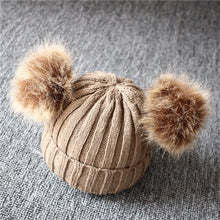 Load image into Gallery viewer, Children Winter Infant Newborn Kids Baby Wool Knitted Hat Cap Beanie With Two Double Pom Pom Beanie For Cute Boys Girl 1-3Years
