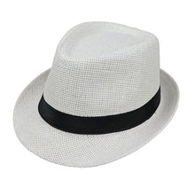 Load image into Gallery viewer, Children Kids Summer Beach Straw Hat Jazz Panama Trilby Fedora Hat Gangster Cap Outdoor Breathable Hats Girls Boys Sunhat
