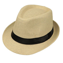 Load image into Gallery viewer, Children Kids Summer Beach Straw Hat Jazz Panama Trilby Fedora Hat Gangster Cap Outdoor Breathable Hats Girls Boys Sunhat
