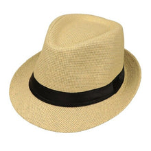 Load image into Gallery viewer, Children Kids Summer Beach Straw Hat Jazz Panama Trilby Fedora Hat Gangster Cap Outdoor Breathable Hats Girls Boys Sunhat
