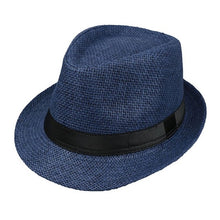 Load image into Gallery viewer, Children Kids Summer Beach Straw Hat Jazz Panama Trilby Fedora Hat Gangster Cap Outdoor Breathable Hats Girls Boys Sunhat

