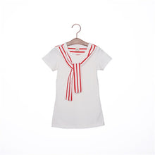 Load image into Gallery viewer, 2020 Family Matching Dresses Summer Mother Daughter Son Tops Clothes Fashion Mommy And Girls Me Striped Bow Tie Dresses
