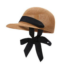 Load image into Gallery viewer, Summer Kids Hat Girl Princess Big Bow Straw Equestrian Cap Kids Hats Travel Beach Sun Hat Baby Accessories 2-4Y
